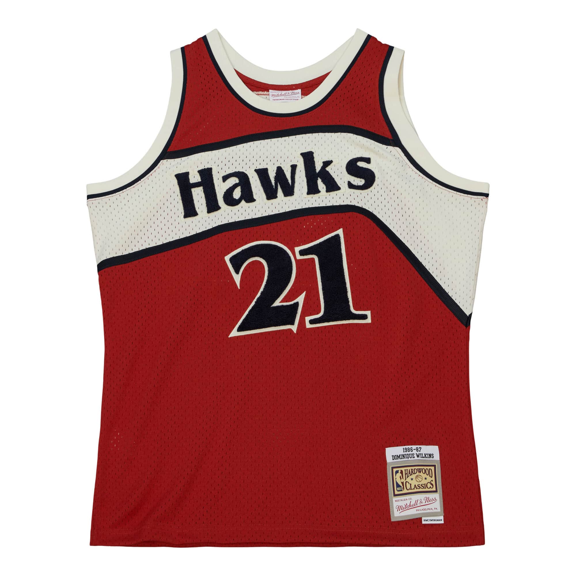 Купить Джерси Mitchell & Ness Off Court Chenille Swingman Dominique Wilkins Atlanta Hawks 1986-87 | TFSM5882-AHA86DWIRED в Москве или заказать доставку на Slamdunk.su