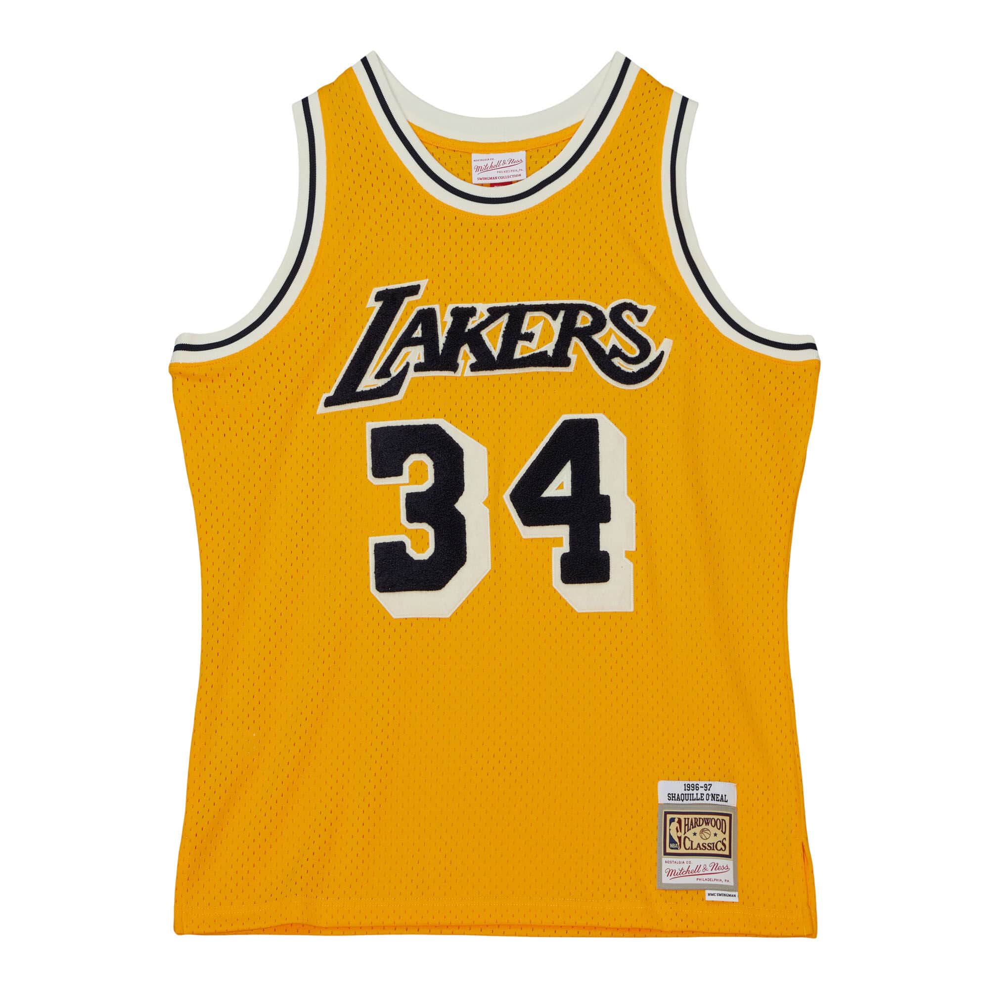 Купить Джерси Mitchell & Ness Off Court Chenille Swingman Shaquille O'Neal Los Angeles Lakers 1996-97 | TFSM5882-LAL96SONYELL в Москве или заказать доставку на Slamdunk.su